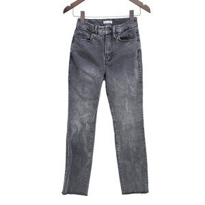 Good American Skinny Jeans Women's Size 0/25 Gray/Black Denim Raw‎ Hem